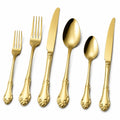 Besteckset 6-teilig 15-23 cm Edelstahl goldfarben mit Ornamentgriff