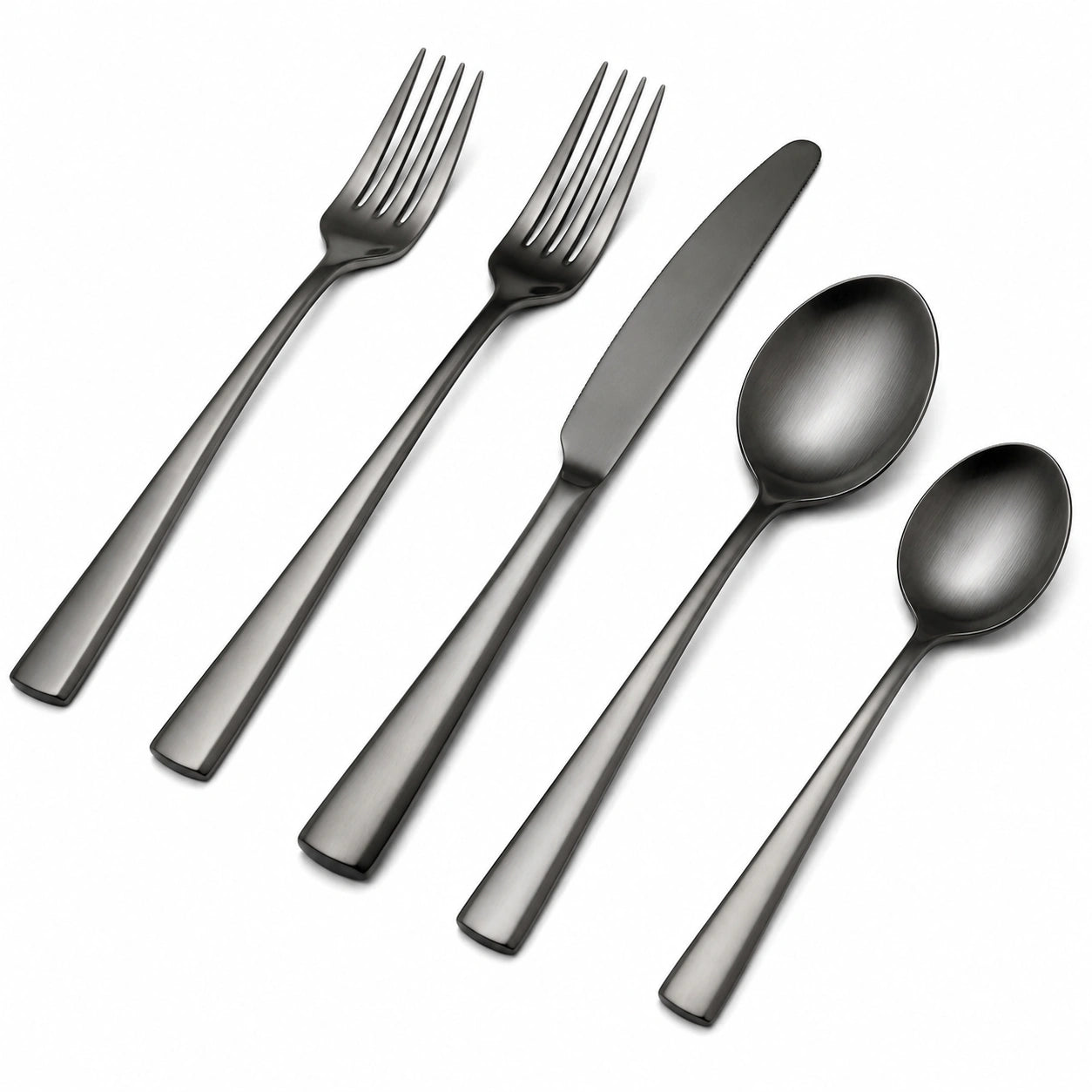 Besteckset 5-teilig aus Edelstahl Schwarz mit matter Oberfläche