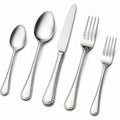 Besteckset 5-teilig Edelstahl silberfarben klassischer Perlrand