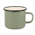 Emaillebecher 350 ml Grün mit schwarzem Rand im Retro-Stil