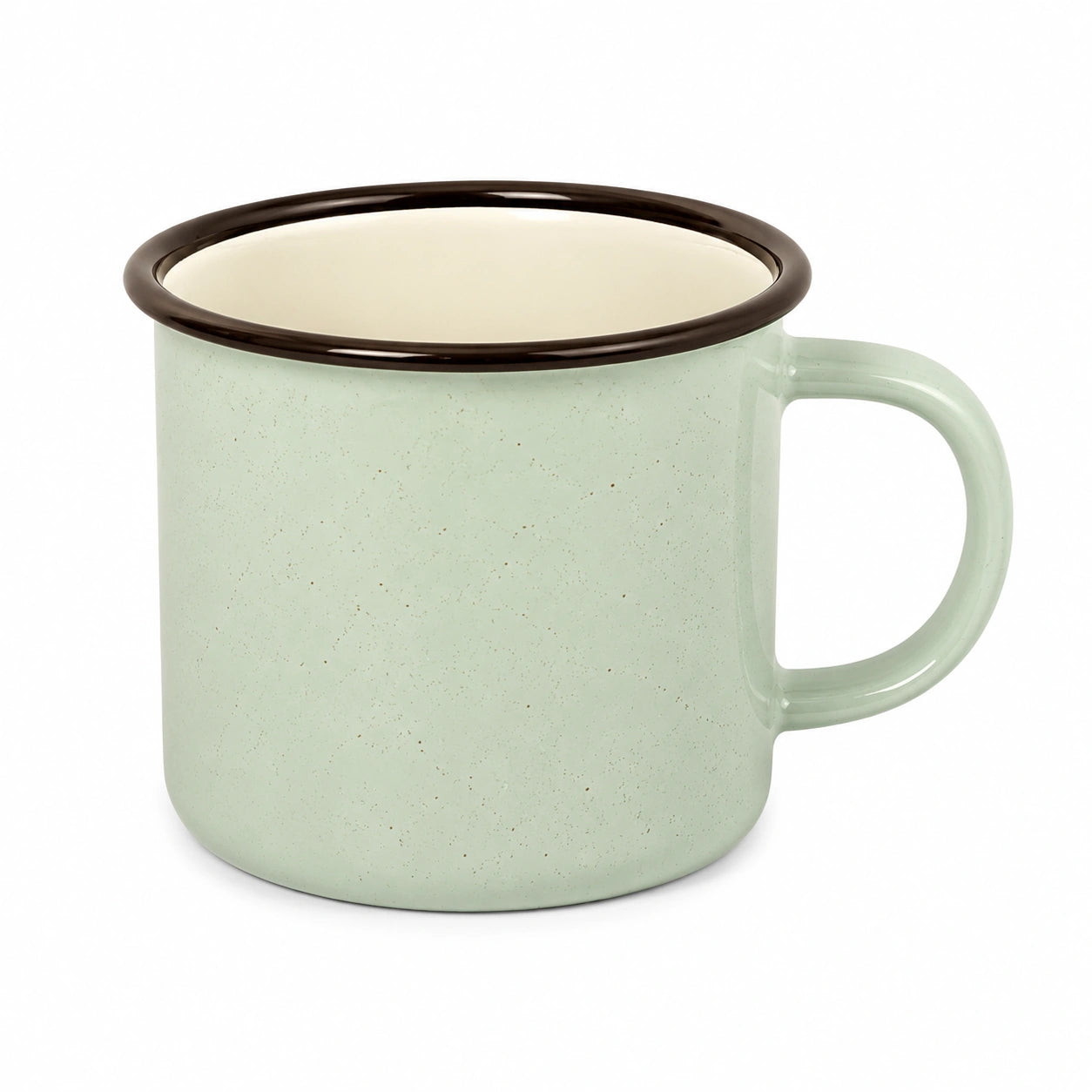 Emaillebecher 350 ml Mintgrün aus Stahl für Heißgetränke im Retro-Stil