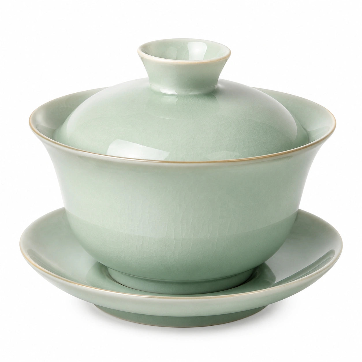 Gaiwan Teeset 150 ml Keramik Jadegrün mit Craquelé-Glasur für losen Tee