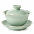 Gaiwan Teeschale 150 ml aus Keramik in Hellgrün mit Deckel und Untertasse