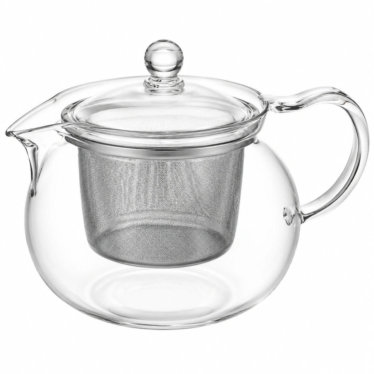 Teekanne 1000 ml aus Glas mit Edelstahlfilter und Deckel transparent