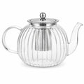 Teekanne 1000 ml aus Glas transparent mit Edelstahlfilter und Deckel