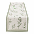 Tischläufer 180 cm x 35 cm aus Polyester in Beige Grün mit botanischem Blättermuster